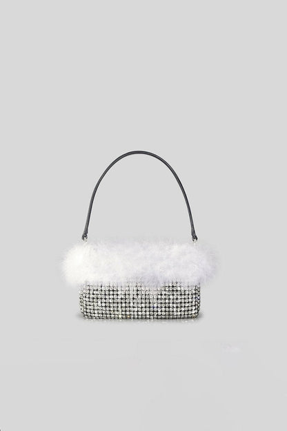 Women's Feather Rhinestones Evening Bagutte Bags