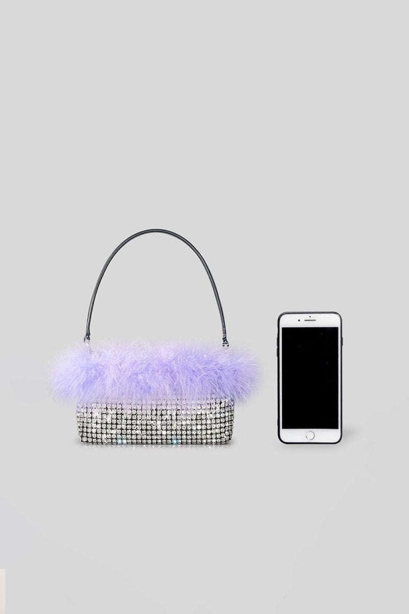 Women's Feather Rhinestones Evening Bagutte Bags