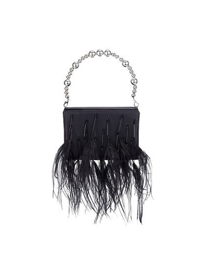 Women's Orstrich Feather Beaded Clutch Bags