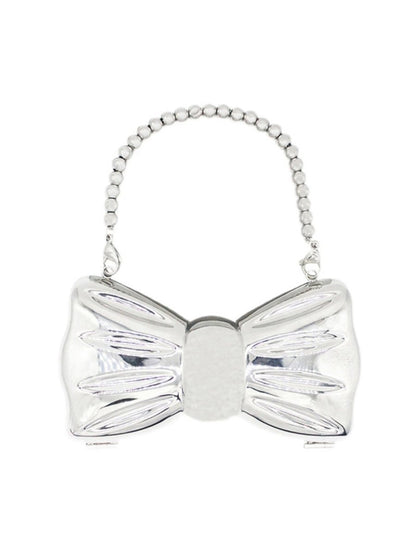 Women's Silver Bow Clutch Mini Evening Bags