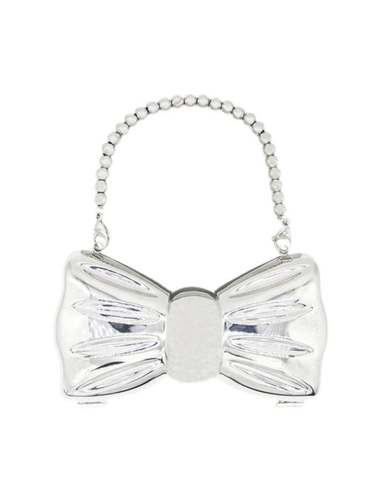 Women's Silver Bow Clutch Mini Evening Bags