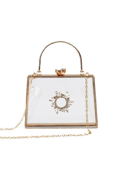 Women's Clear PVC Rhinestones Crossbody Evening Clutch Bags