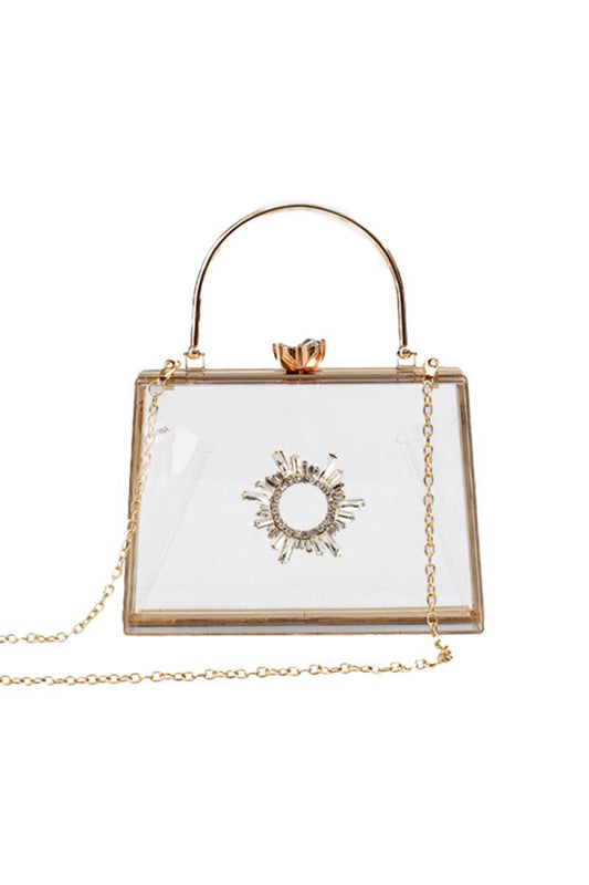 Women's Clear PVC Rhinestones Crossbody Evening Clutch Bags