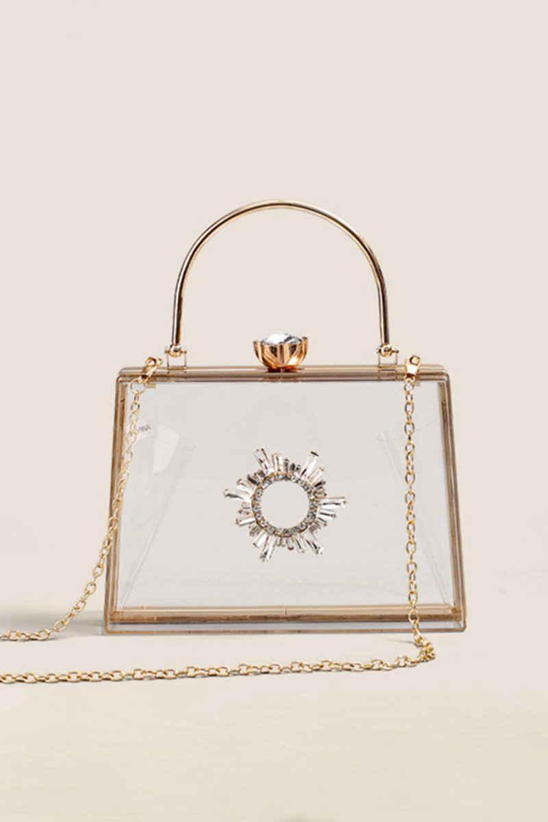 Women's Clear PVC Rhinestones Crossbody Evening Clutch Bags