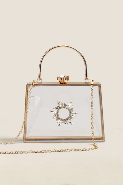 Women's Clear PVC Rhinestones Crossbody Evening Clutch Bags
