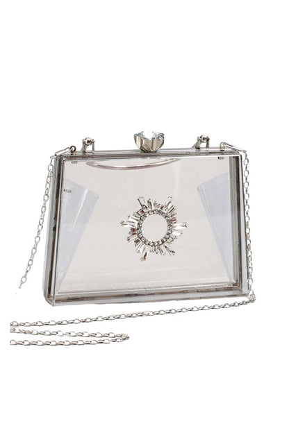 Women's Clear PVC Rhinestones Crossbody Evening Clutch Bags