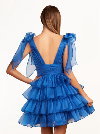 Trendy A-line Tie Homecoming Dresses with Bow