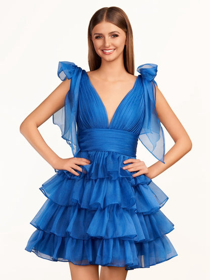 Trendy A-line Tie Homecoming Dresses with Bow