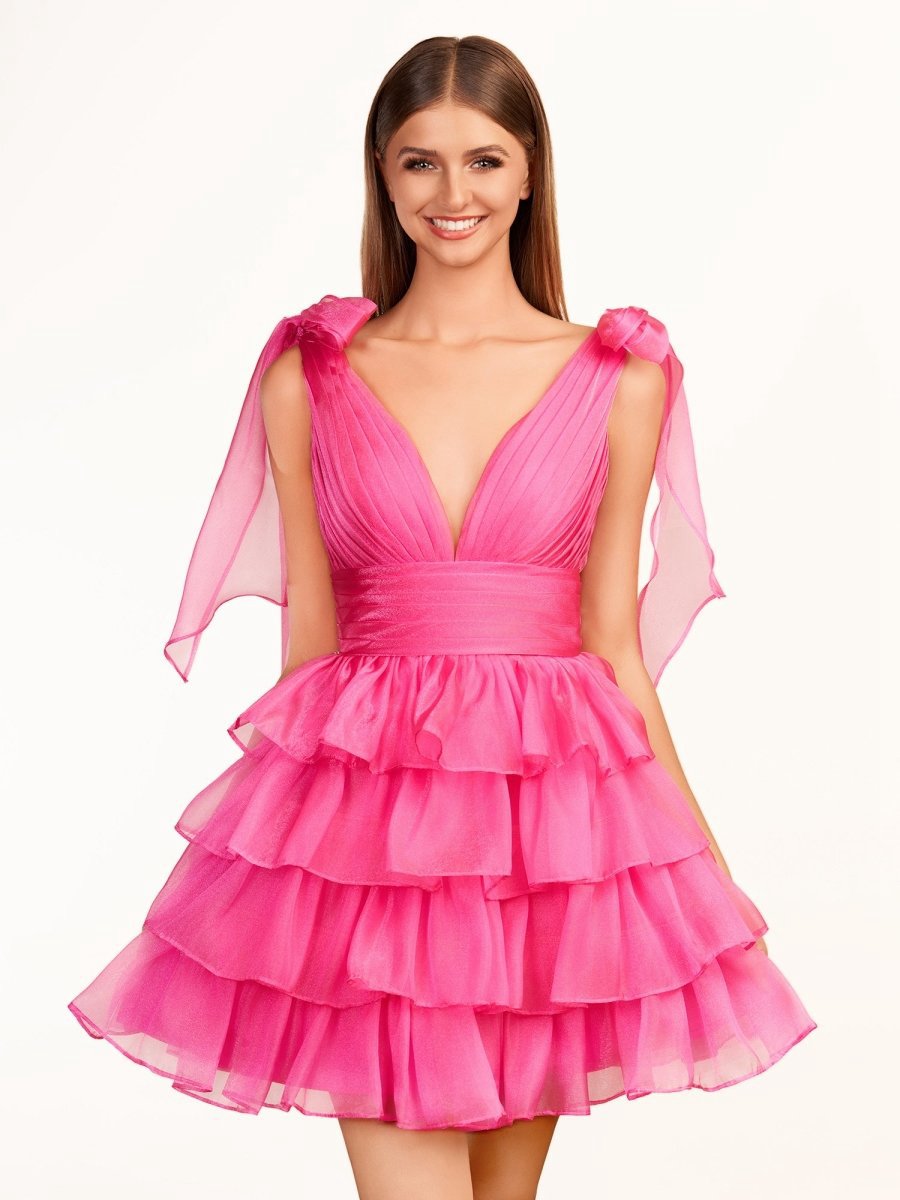 Trendy A-line Tie Homecoming Dresses with Bow