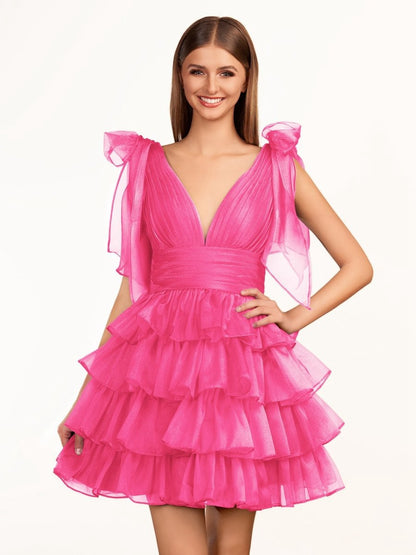 Trendy A-line Tie Homecoming Dresses with Bow
