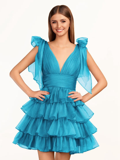 Trendy A-line Tie Homecoming Dresses with Bow
