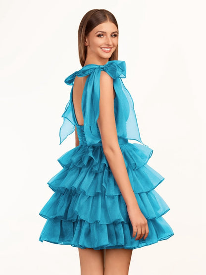 Trendy A-line Tie Homecoming Dresses with Bow