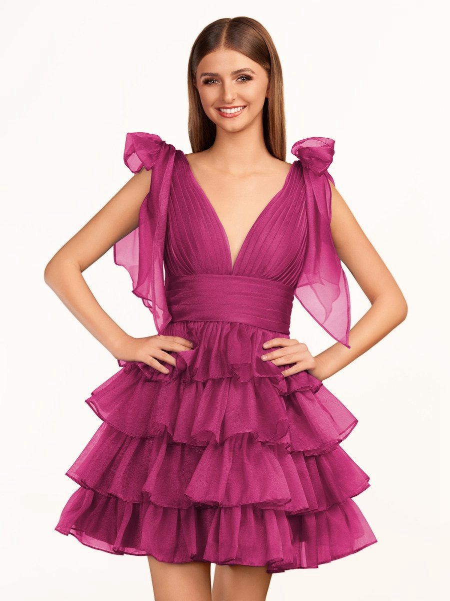 Trendy A-line Tie Homecoming Dresses with Bow