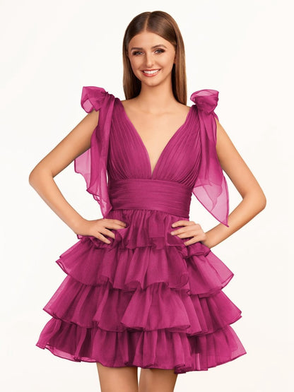 Trendy A-line Tie Homecoming Dresses with Bow