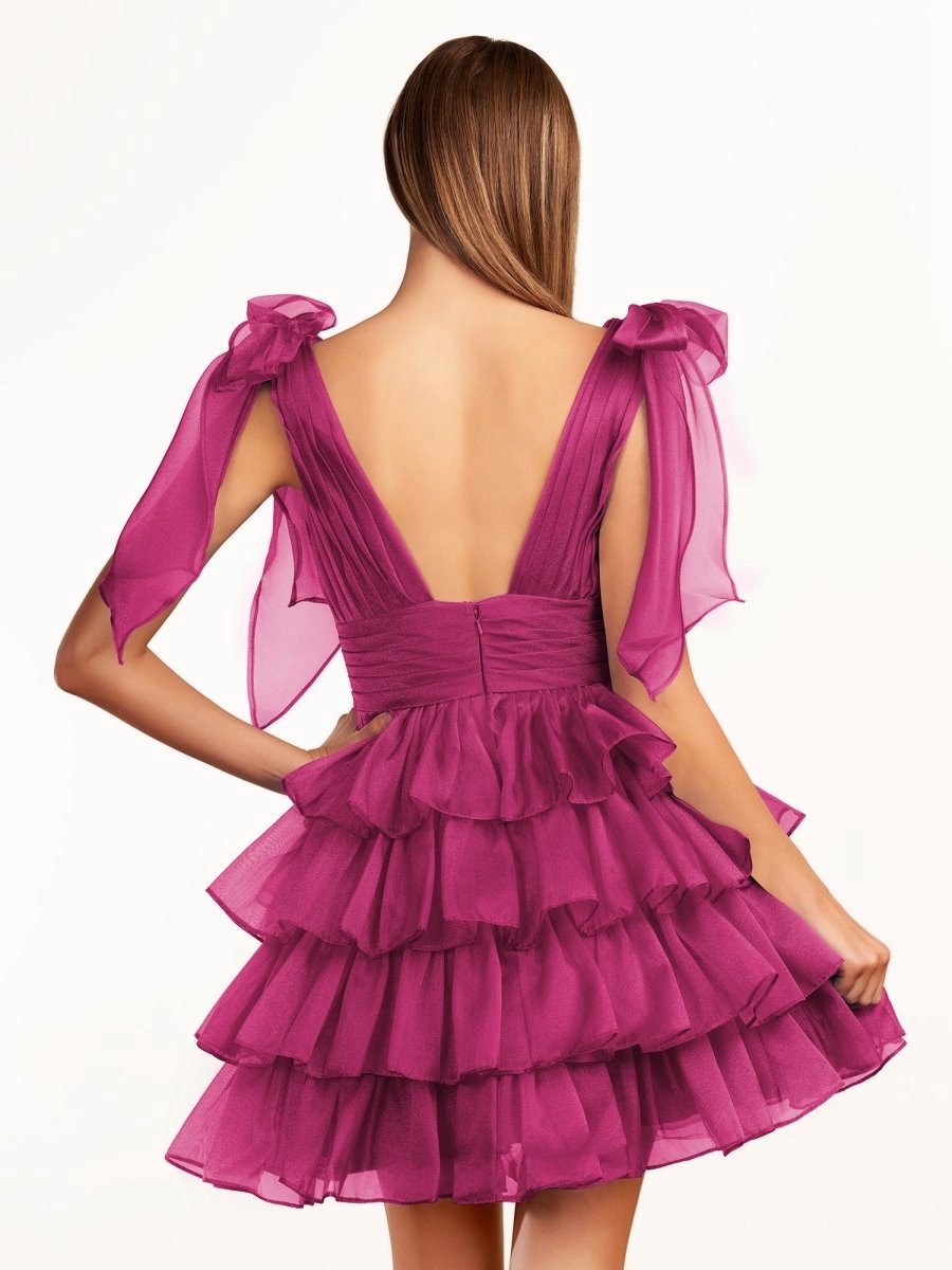 Trendy A-line Tie Homecoming Dresses with Bow