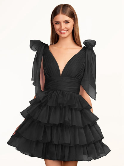 Trendy A-line Tie Homecoming Dresses with Bow