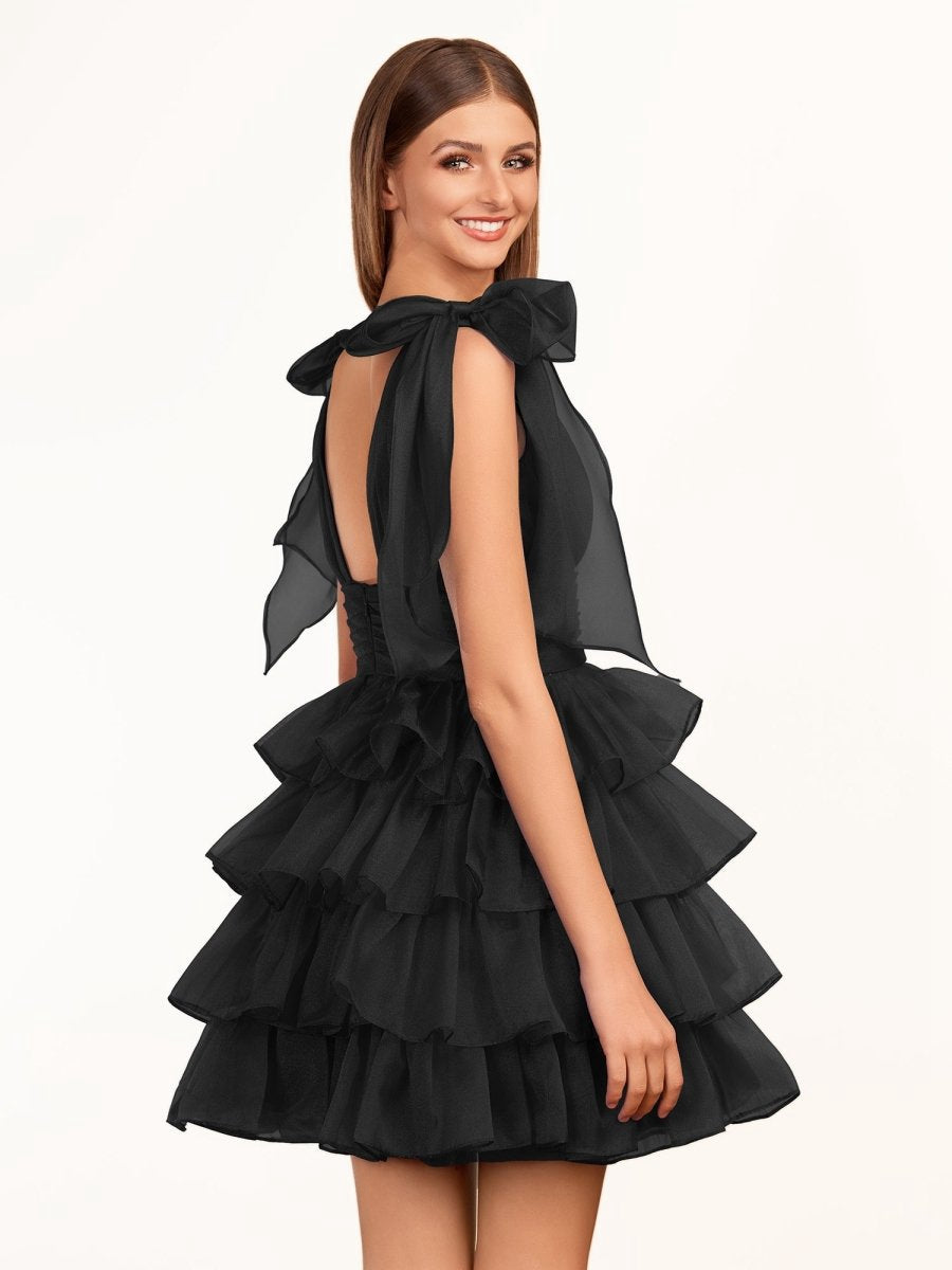 Trendy A-line Tie Homecoming Dresses with Bow