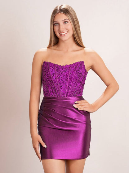 Sheath Strapless Corset Homecoming Dresses