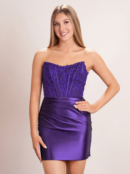 Sheath Strapless Corset Homecoming Dresses