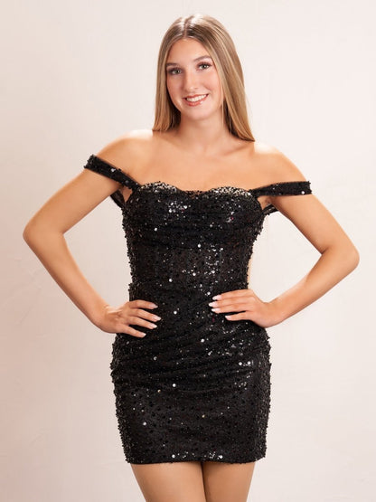 Beaded Short Off Shoulder Corset Short Homecoming Dresses