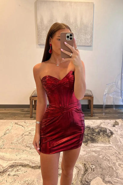 Bodycon Strapless Corset Tight Short Homecoming Dresses