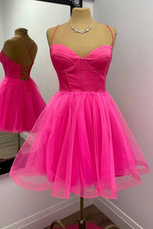 Straps Lace-Up A-line Homecoming Dresses