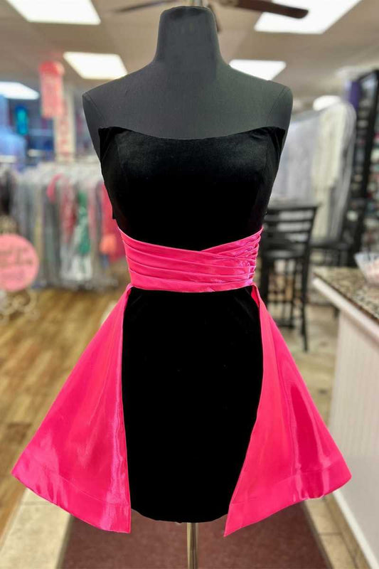 Strapless Velvet Homecoming Dresses with Train