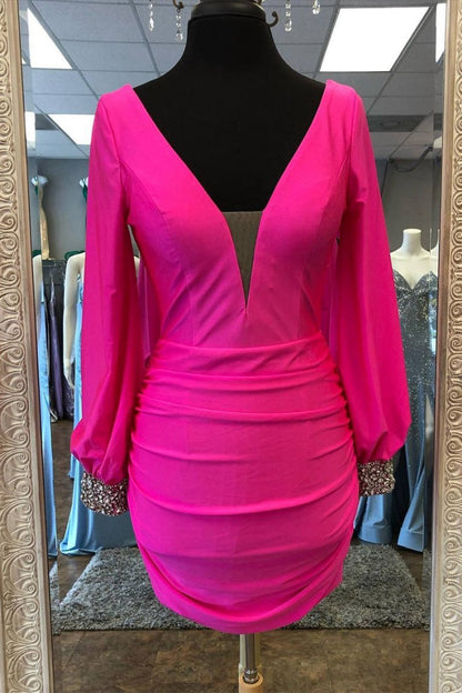 Elegant Long Sleeves Short Homecoming Dresses