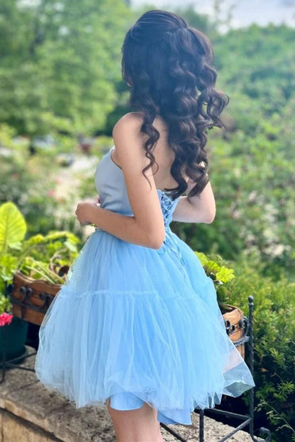 Strapless Lace-Up A-line Homecoming Dresses