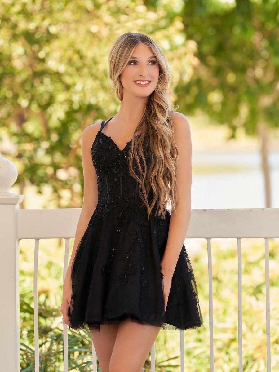 A-line Lace Spaghetti-Straps short Homecoming Dresses