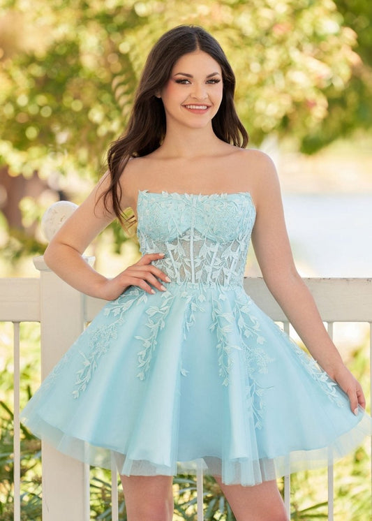 A-line Tulle Lace Homecoming Dresses with Appliques