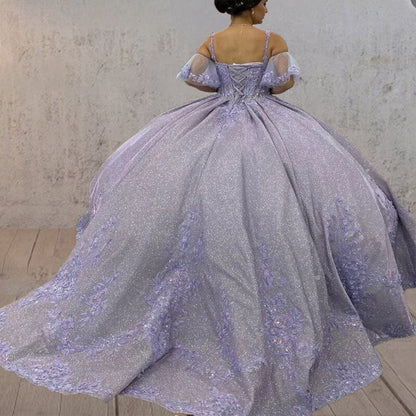 Off-the-Shoulder Straps Appliqued Quinceanera Dresses