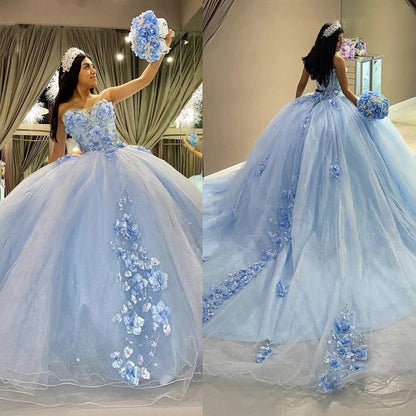 Tulle Ball-Gown Strapless Sleeveless Quinceanera Dresses