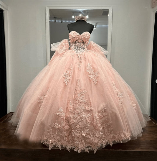 Ball-Gown Tulle Sweetheart Sleeveless Quinceanera Dresses with Bow