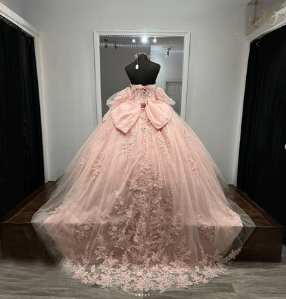 Ball-Gown Tulle Sweetheart Sleeveless Quinceanera Dresses with Bow
