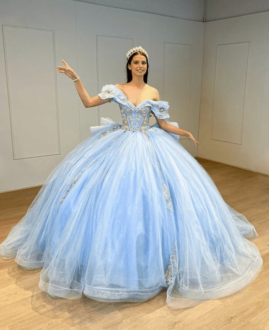 Tulle Off-the-Shoulder Quinceanera Dresses with Bows