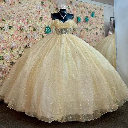 Ball Gown Tulle Off-the-Shoulder Quincenara Dresses