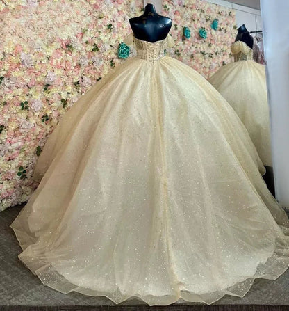 Ball Gown Tulle Off-the-Shoulder Quincenara Dresses