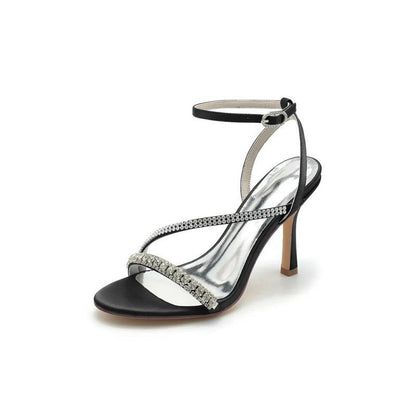 Single Strap Ankle Strap Wedding Shoes With Rhinestone
