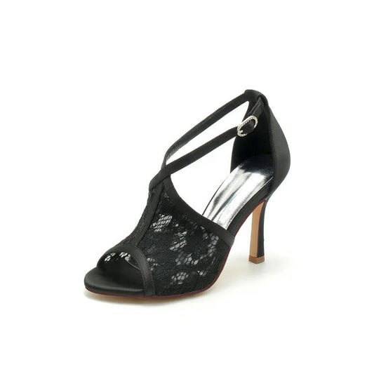 Elegant Simple Open Point Toe Lace Wedding Shoes