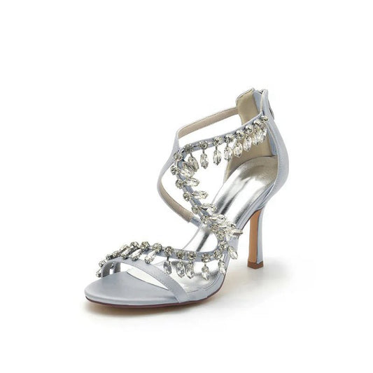 Sexy Crystal Beaded Thin Strap High Heels
