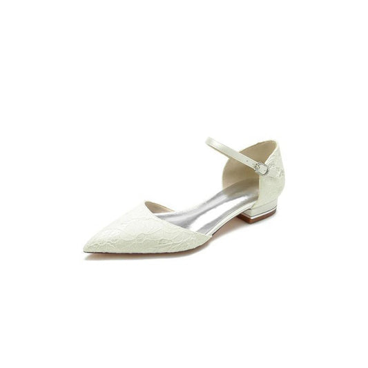 Lace One-strap Buckle Pointed Toe Mules