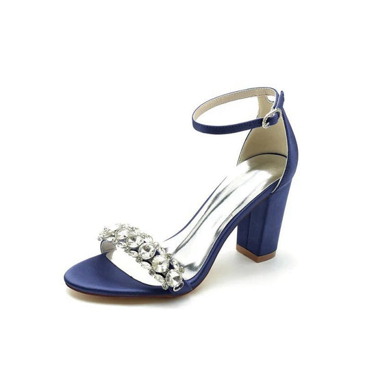 Crystal Embellished Open Toe Ankle Strap Pumps