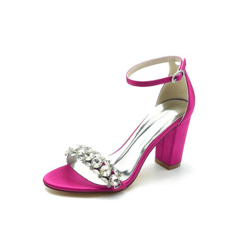 Crystal Embellished Open Toe Ankle Strap Pumps