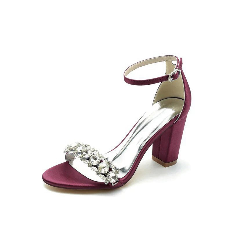 Crystal Embellished Open Toe Ankle Strap Pumps