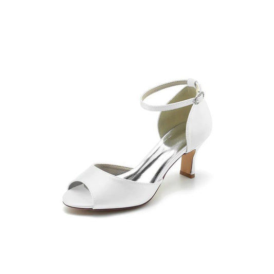 Peep Toe One-strap Buckle Chunky Heel Pumps