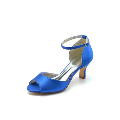 Peep Toe One-strap Buckle Chunky Heel Pumps