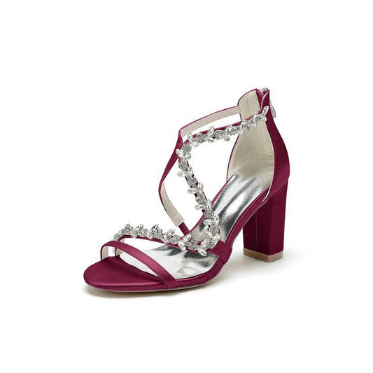 Open Point Toe Rhinestone Beaded Wedding Shoes