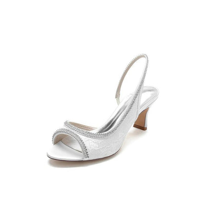 Crystal Embellished Peep Toe Slingback Sandals