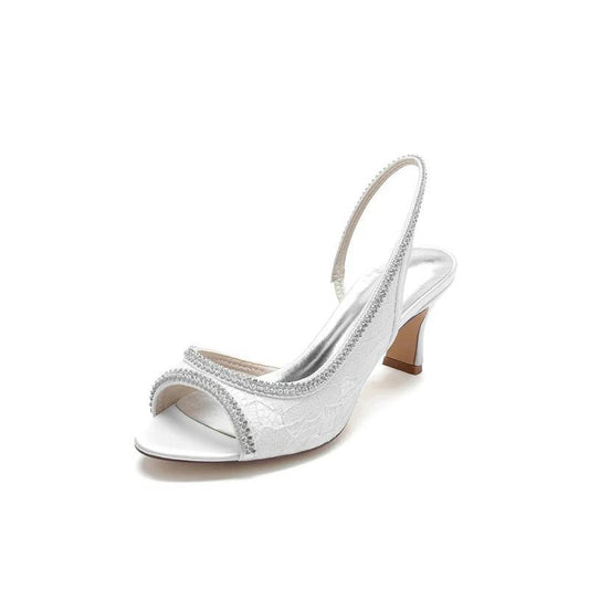 Crystal Embellished Peep Toe Slingback Sandals